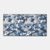 冬の雪の青の迷彩、軍隊、陸軍 デスクマット (正面)