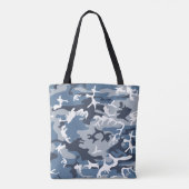 冬の雪の青の迷彩、軍隊、陸軍 トートバッグ (裏面)