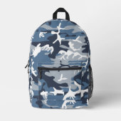 冬の雪の青の迷彩、軍隊、陸軍 プリントバックパック (正面)