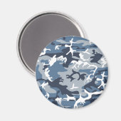 冬の雪の青の迷彩、軍隊、陸軍 マグネット (正面/裏面)