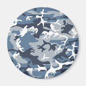 冬の雪の青の迷彩、軍隊、陸軍 マグネット (正面)