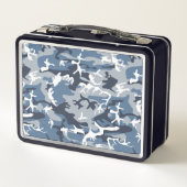 冬の雪の青の迷彩、軍隊、陸軍 メタルランチボックス (裏面)