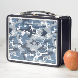 冬の雪の青の迷彩、軍隊、陸軍 メタルランチボックス