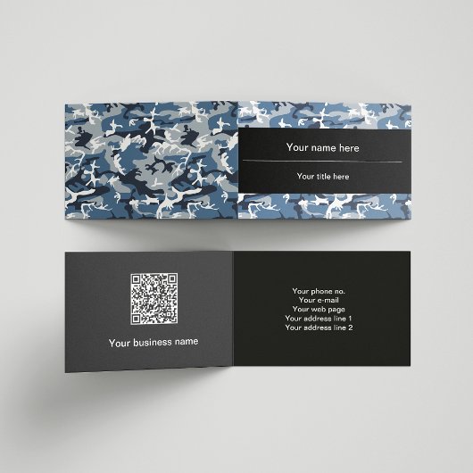 冬の雪の青の迷彩、軍隊、陸軍 名刺