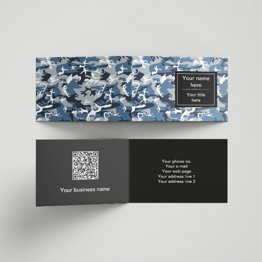 冬の雪の青の迷彩、軍隊、陸軍 名刺