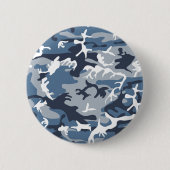 冬の雪の青の迷彩、軍隊、陸軍 缶バッジ (正面)