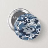 冬の雪の青の迷彩、軍隊、陸軍 缶バッジ (正面&裏面)