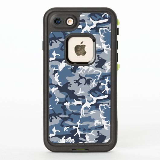 冬の雪の青の迷彩、軍隊、陸軍 LifeProof iPhoneケース (裏面)