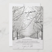 冬の雪の風景を絵に描結婚く脚本 招待状 (正面)