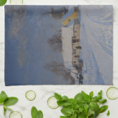 冬の雪の風景(H.A. Brendekilde) キッチンタオル (折り畳み)