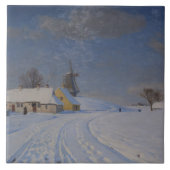 冬の雪の風景(H.A. Brendekilde) タイル (正面)
