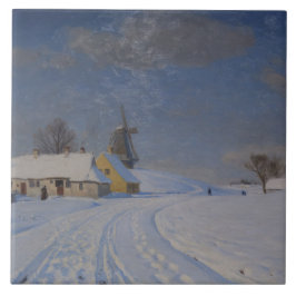冬の雪の風景(H.A. Brendekilde) タイル