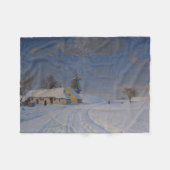 冬の雪の風景(H.A. Brendekilde) フリースブランケット (正面(横))