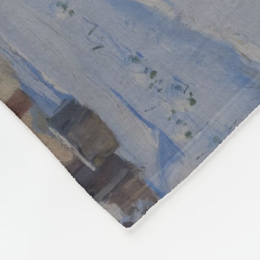 冬の雪の風景(H.A. Brendekilde) フリースブランケット (角)