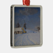冬の雪の風景(H.A. Brendekilde) メタルオーナメント (右)