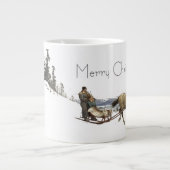 冬の雪の馬そりに乗るクリスマスジャンボマグ ジャンボコーヒーマグカップ (正面)
