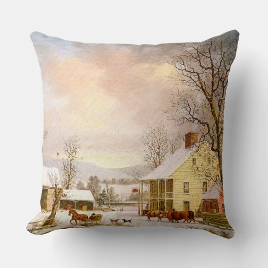 冬の雪の馬のそりの乗車の店の装飾用クッション クッション (正面)