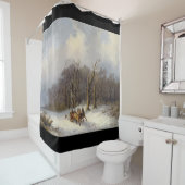 冬の雪の馬のそりの乗車の木のシャワー・カーテン シャワーカーテン (インサイチュ)