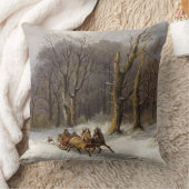 冬の雪の馬のそりの乗車の森林装飾用クッション クッション (ブランケット)