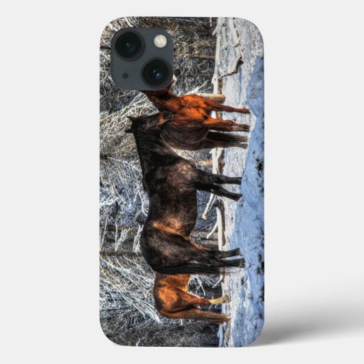 冬の雪の馬の写真ウマ科の Case-Mate iPhoneケース (裏面)