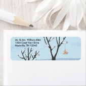 冬の雪の鳥と鳥の巣住所 シール (インサイチュ)