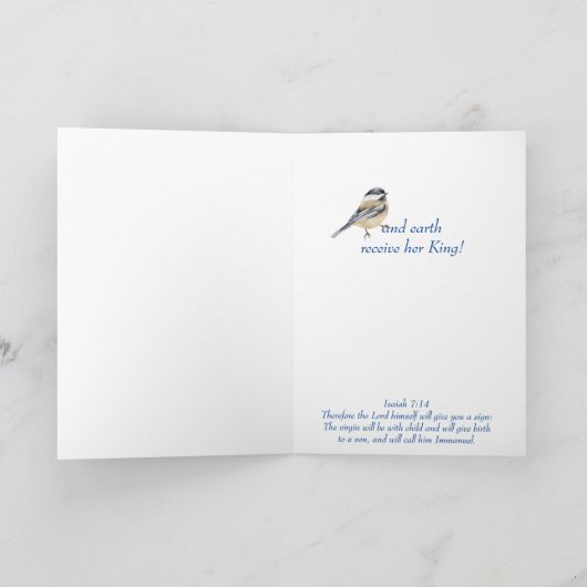 冬の雪の鳥クリスチャン聖なる書物、 経典クリスマス シーズンカード (内部)