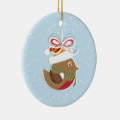 冬の雪の鳥クリスマスツリーオーナメント セラミックオーナメント (右)