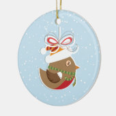 冬の雪の鳥クリスマスツリーオーナメント セラミックオーナメント (左)