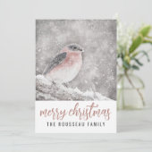 冬の雪の鳥メリークリスマス シーズンカード (スタンド正面)