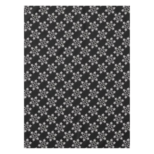 冬の雪の黒と白のクリスマス雪 テーブルクロス (正面)