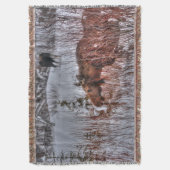 冬の雪の2野生カナダムースI スローブランケット (正面縦)