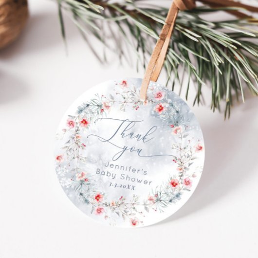 冬の雪ほこりっぽいブルーベリーサンキュー フェイバータグ