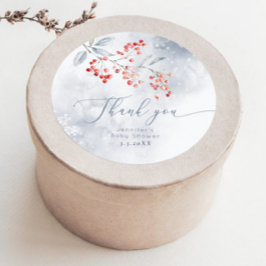 冬の雪ほこりっぽいブルーベリーサンキュー ラウンドシール