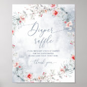 冬の雪ほこりっぽい青いクリスマスおむつラッフル ポスター (正面)