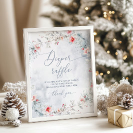 冬の雪ほこりっぽい青いクリスマスおむつラッフル ポスター