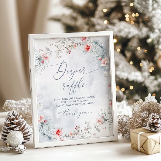 冬の雪ほこりっぽい青いクリスマスおむつラッフル ポスター