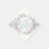 冬の雪ほこりっぽい青いリースの赤ちゃんシャワー スタンダードカクテルナプキン (角)