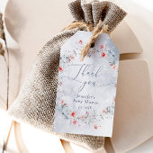 冬の雪ほこりっぽい青リースありがとう ギフトタグ