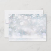 冬の雪エレガント片の結婚スクリプト 出欠カード (裏面)