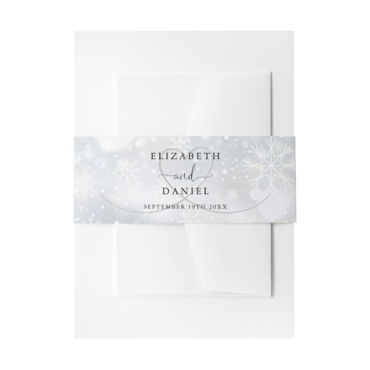冬の雪エレガント片の結婚ハート 招待状ベリーバンド (正面例)