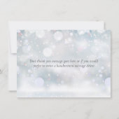 冬の雪エレガント片の緑ありがとう サンキューカード (裏面)