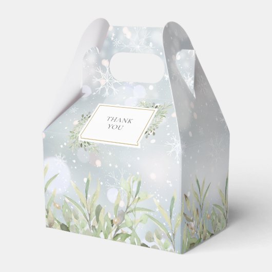 冬の雪エレガント片の緑の赤ちゃんシャワー フェイバーボックス (裏面サイド)