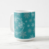 冬の雪カスタム片のフォトブルークリスマス コーヒーマグカップ (正面左)