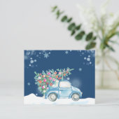 冬の雪クリスマスカー シーズンポストカード (スタンド正面)