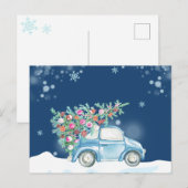 冬の雪クリスマスカー シーズンポストカード (正面/裏面)