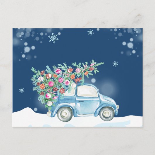 冬の雪クリスマスカー シーズンポストカード (正面)