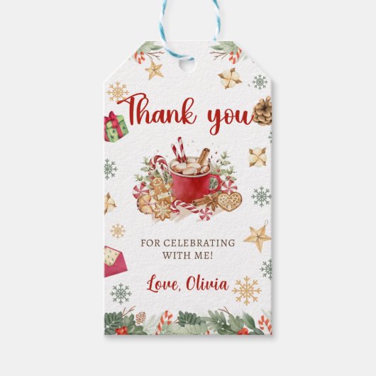 冬の雪クリスマスクッキー誕生日のお気に入り ギフトタグ (正面)