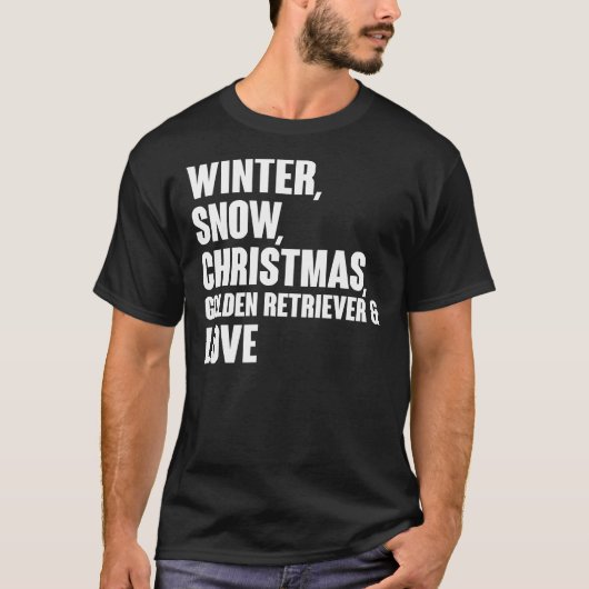 冬の雪クリスマスゴールデンレトリバーと愛 Tシャツ (正面)