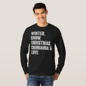冬の雪クリスマスチワワと愛 Tシャツ (正面フル)