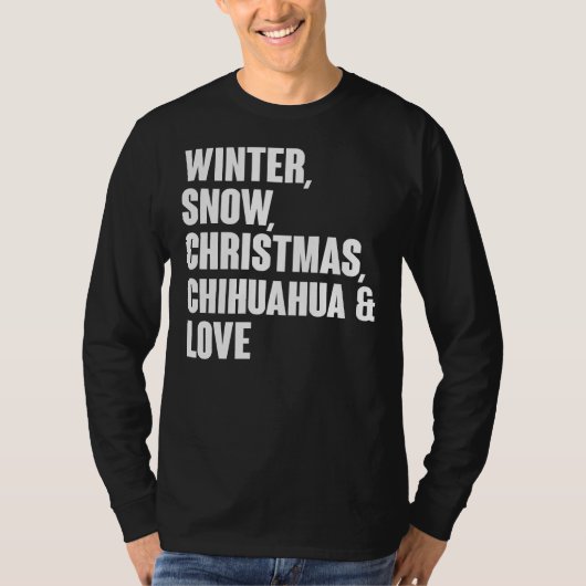 冬の雪クリスマスチワワと愛 Tシャツ (正面)